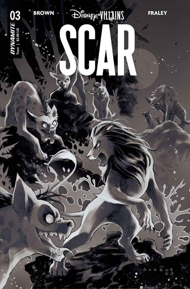 Image: Disney Villains: Scar #3 (cover I incentive 1:15 - Darboe B&W) - Dynamite