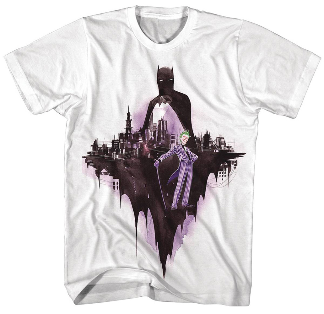Image: Batman T-Shirt: Batman X Joker Watercolor [White]  (S) - New Moda LLC