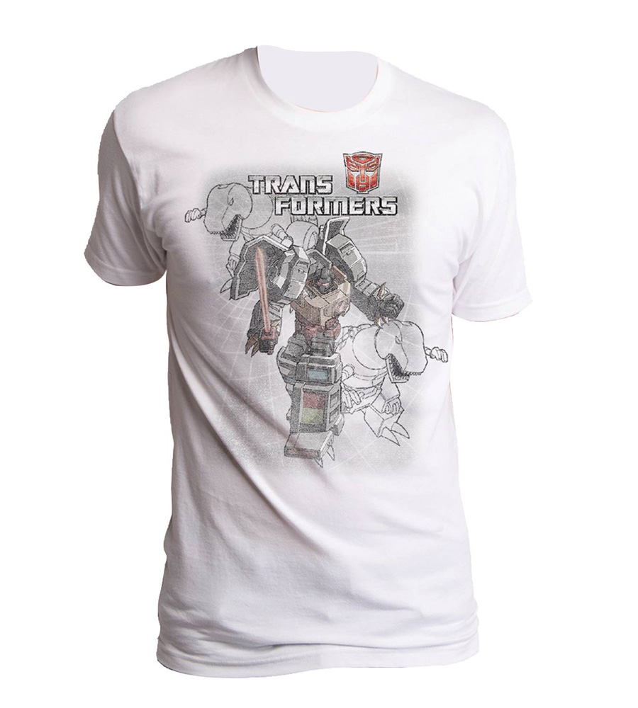 Image: Transformers T-Shirt: Grimlock Distressed [White]  (L) - Goodie Two Sleeves