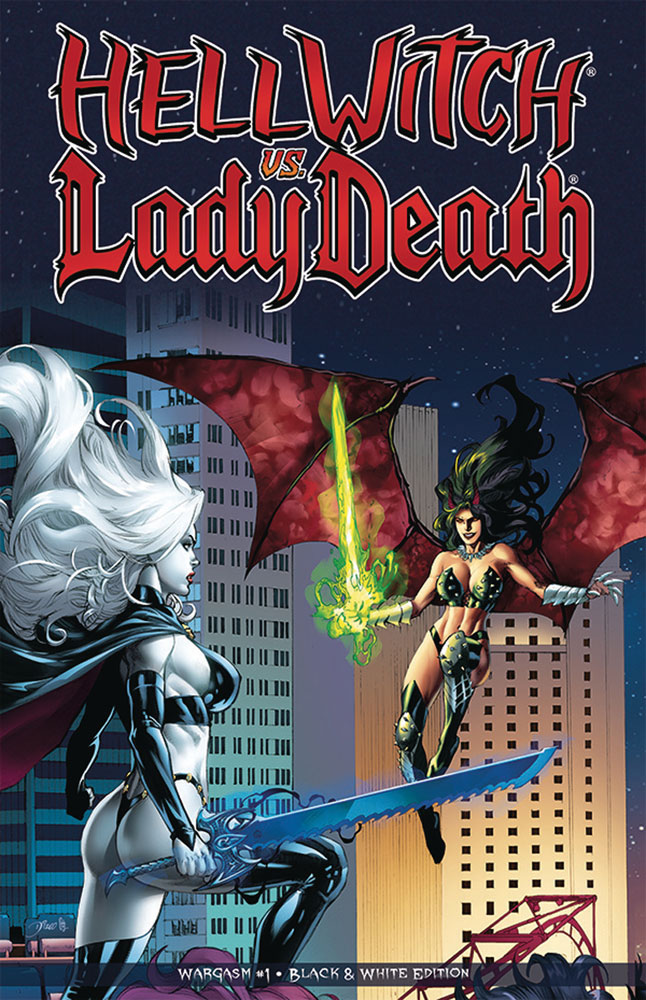 Image: Hellwitch vs. Lady Death Wargasm #1 (Black & White edition) - Coffin Comics
