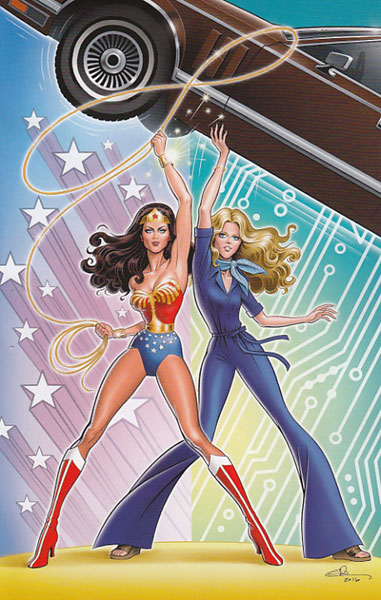 Image: Wonder Woman '77 Meets the Bionic Woman #3 (Glen Hanson virgin incentive cover - 03041) (25-copy)  [2017] - Dynamite