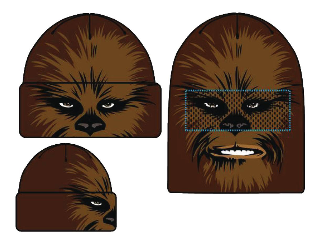 Image: Star Wars Face Flip Knit Mesh Beanie: Chewbacca  - Concept One Accessories