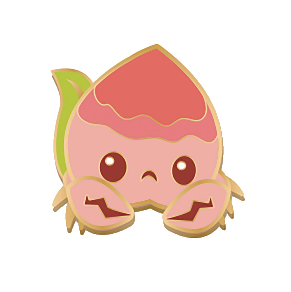 Image: Inki-Drop Enamel Pin: Peach Crab  - Inki-Drop