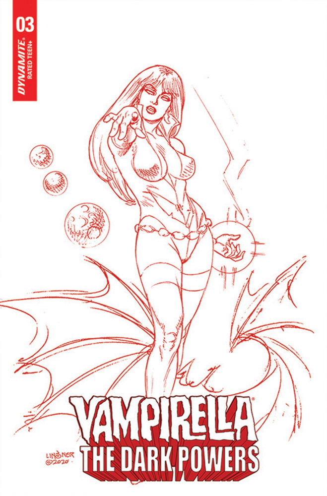 Image: Vampirella: The Dark Powers #3 (variant Crimson Red Line Art cover - Linsner) - Dynamite