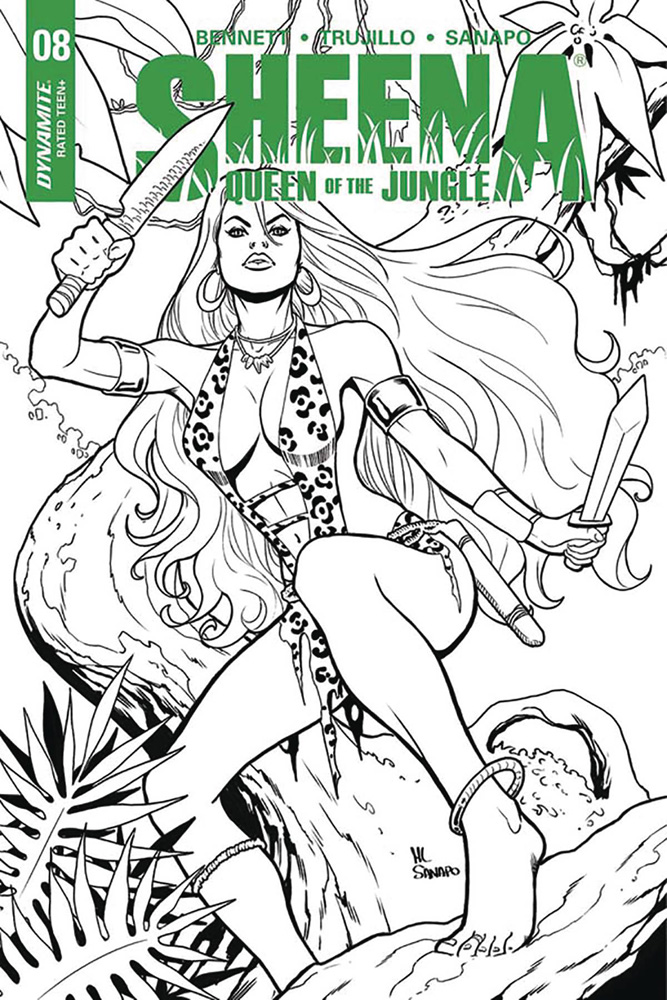 Image: Sheena: Queen of the Jungle #8 (cover E incentive - Sanapo B&W) (10-copy) - Dynamite