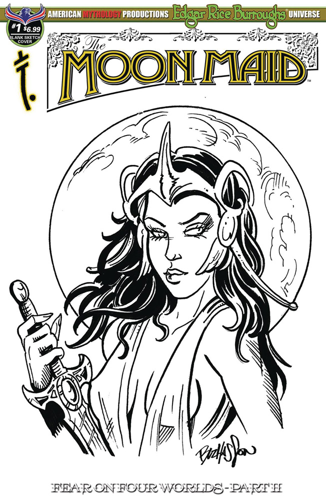 Image: Moon Maid: Fear on Four Worlds #1 (Hasson sketch cover) - American Mythology Productions
