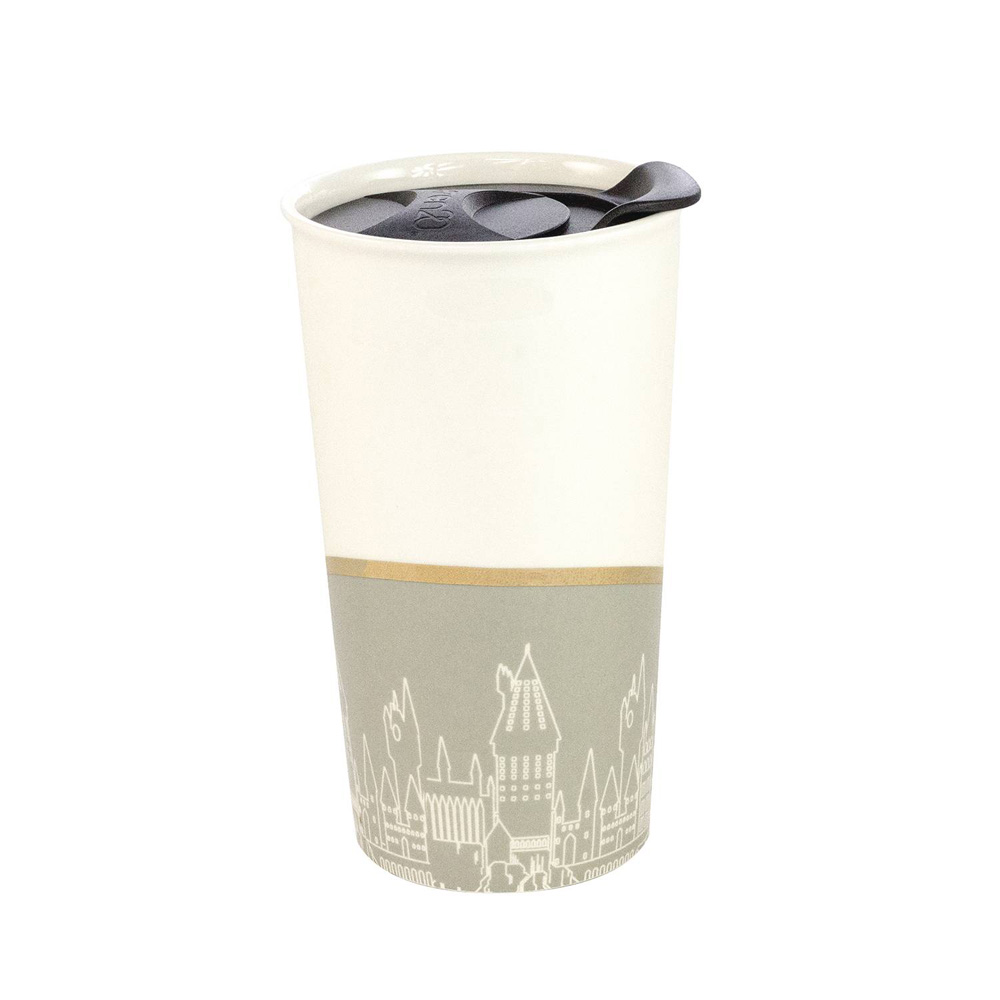 Image: Harry Potter Travel Mug with Lid: Hogwarts  (Gray & White) - Seven 20