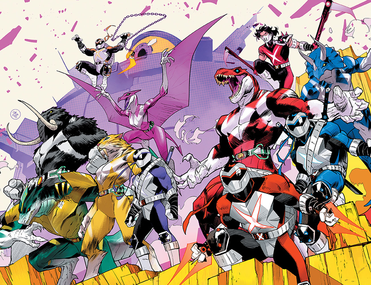 Image: Mighty Morphin Power Rangers / Teenage Mutant Ninja Turtles II #5 (cover A - Mora) - Boom! Studios