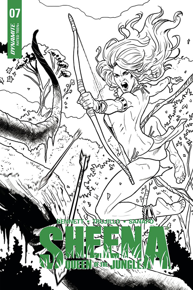 Image: Sheena: Queen of the Jungle #7 (cover G incentive - Galindo B&W) (25-copy)  [2018] - Dynamite