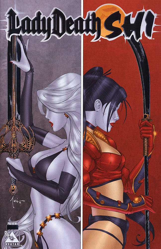 Image: Lady Death / Shi Preview  (variant Platinum Foil cover - Billy Tucci) - Boundless Comics