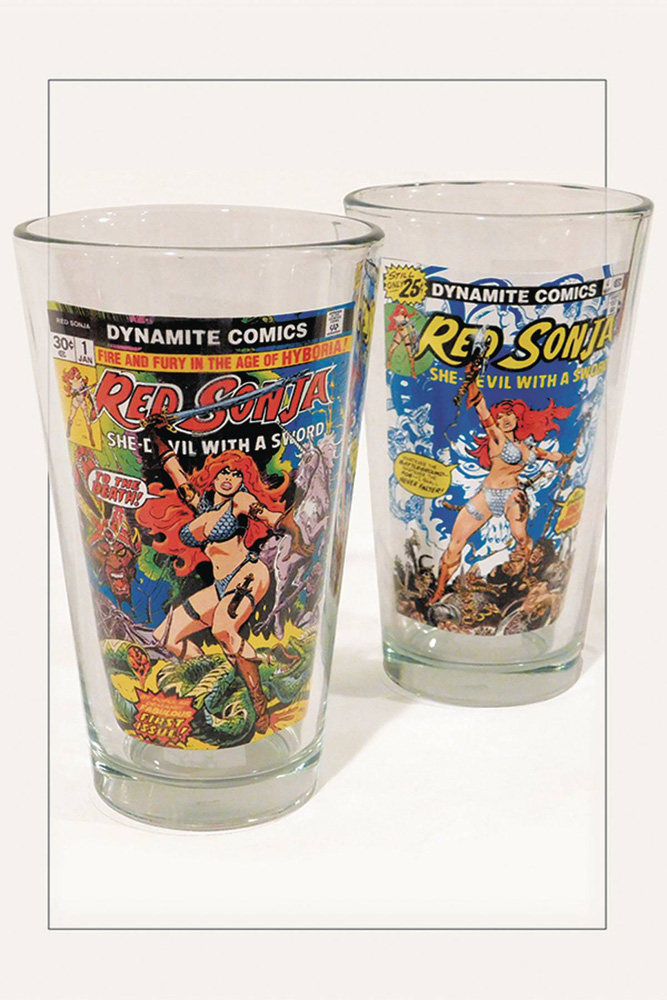 Image: Women of Dynamite Pint Glass Set: Red Sonja  (2-Piece) - Dynamite