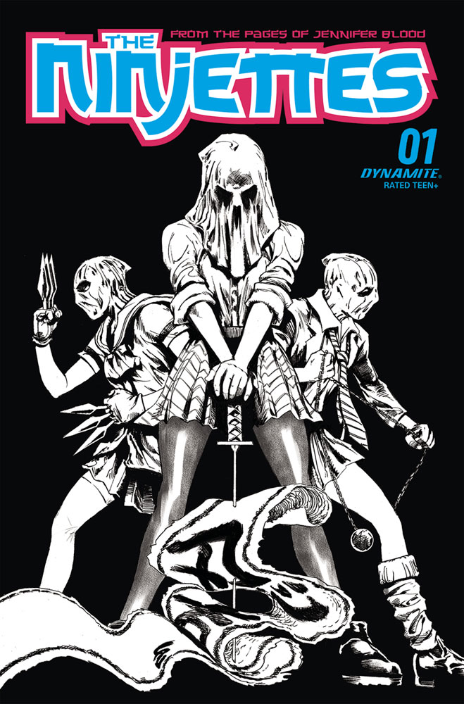 Image: Ninjettes #1 (cover G incentive 1:20 - Lau B&W) - Dynamite