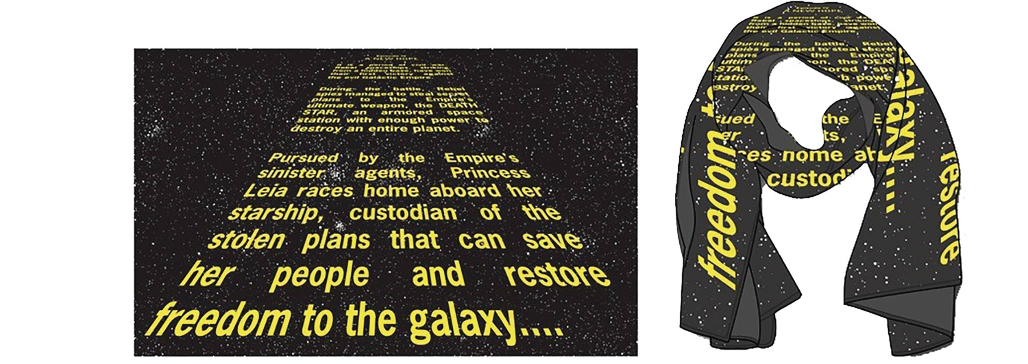 Image: Star Wars Ep4 40th Anniversary Opening Crawl Glow-in-the-Dark Scarf  (w/Lapel Pin) - Mighty Fine