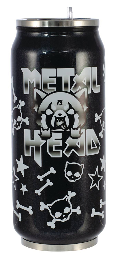 Image: Aggretsuko: Beer Can Bottle - Black Metal Head  - Seven 20