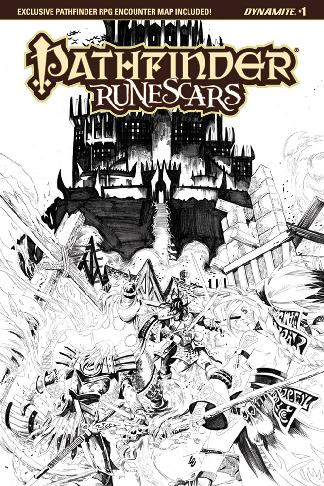 Image: Pathfinder: Runescars #1 (Lau b&w incentive cover - 01041) (10-copy)  [2017] - Dynamite