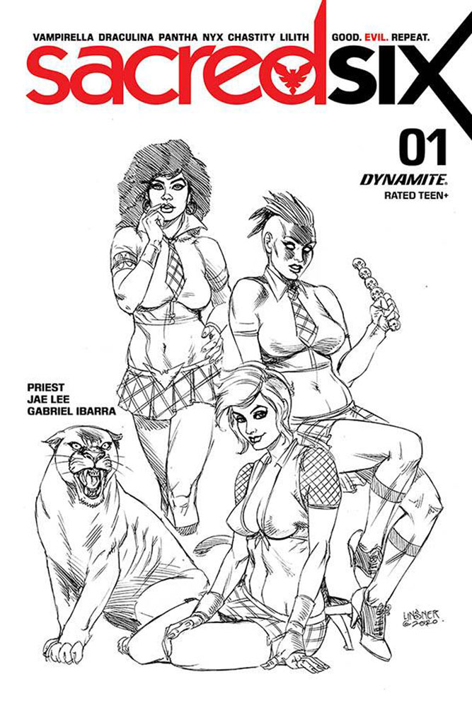 Image: Sacred Six #1 (incentive 1:20 cover - Linsner B&W)  [2020] - Dynamite