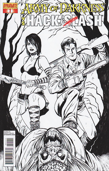 Image: Army of Darkness vs. Hack / Slash #1 (15-copy Seeley B&W incentive cover) - Dynamite