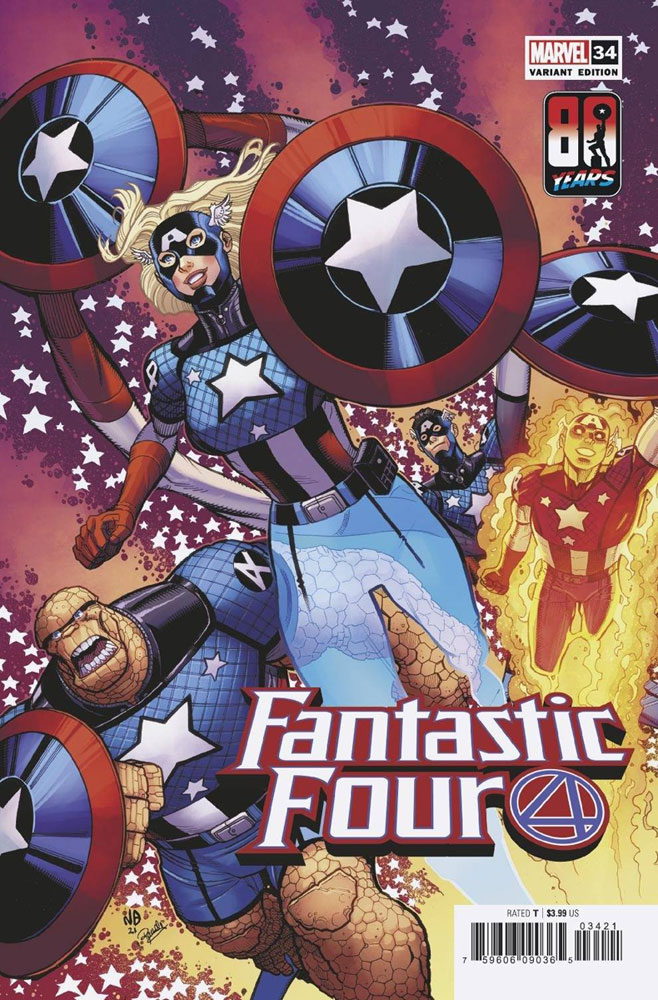 Image: Fantastic Four #34 (variant Captain America 80th cover - Bradshaw)  [2021] - Marvel Comics