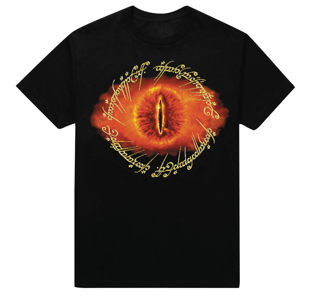 Image: Lord of the Rings: Eye of Sauron / One Ring Inscription T-Shirt [Black]  (M) - New Moda LLC