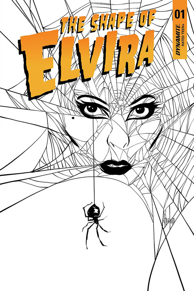Image: Elvira: The Shape of Elvira #1 (incentive cover - Strahm B&W) (20-copy)  [2019] - Dynamite