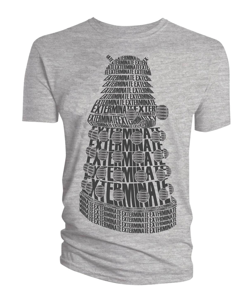 Image: Doctor Who T-Shirt: Dalek Exterminate Verbiage  (L) - Titan Books UK