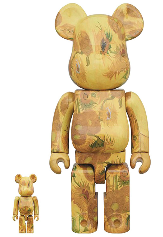 Image: Van Gogh Museum BearBrick 2-Pack: Sunflowers  (100 & 400) - Medicom Toy Corporation