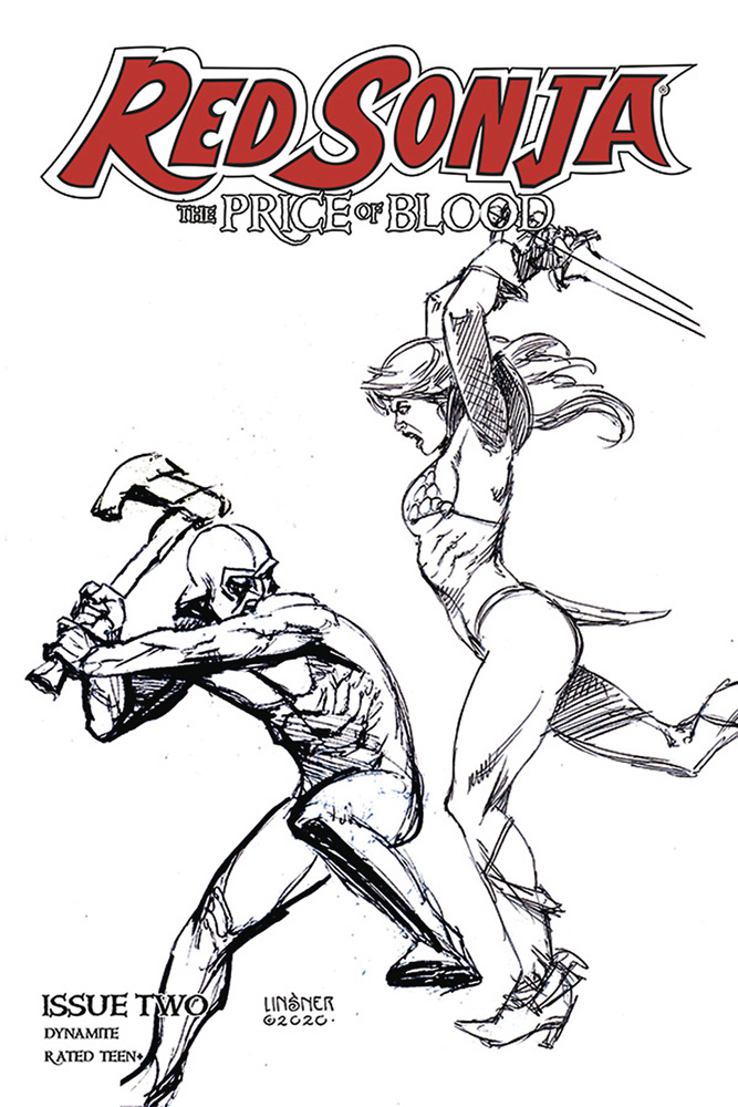 Image: Red Sonja: Price of Blood #2 (incentive 1:30 cover - Linsner B&W)  [2021] - Dynamite