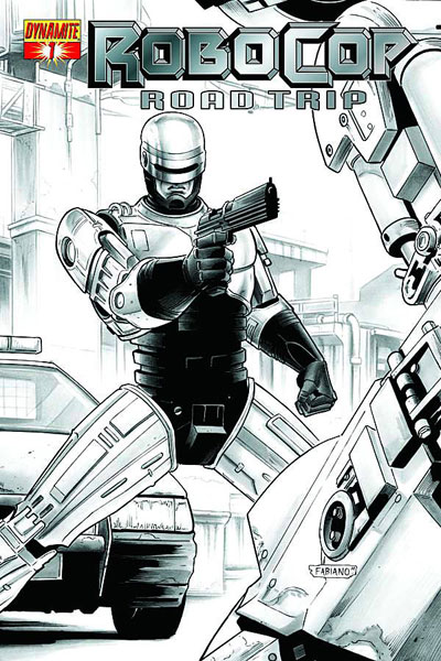 Image: Robocop: Road Trip #1 (10-copy Neves B&W incentive cover) - Dynamite