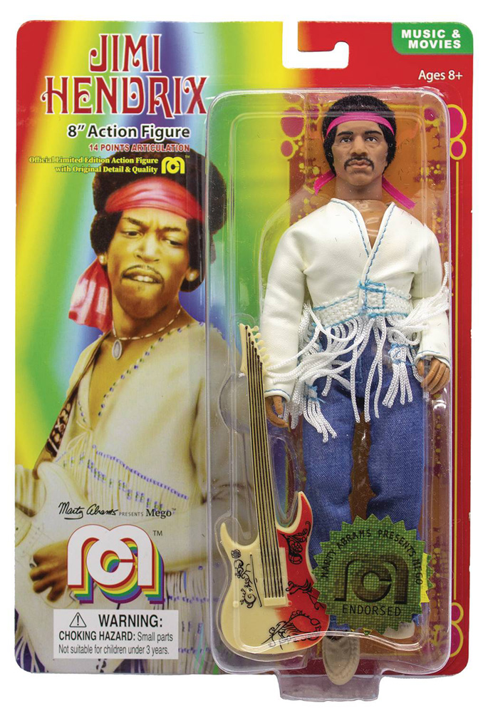 Image: Mego Legends Wave 6 Action Figure: Jimi Hendrix Woodstock Flocked  (8-inch) - Mego Corporation
