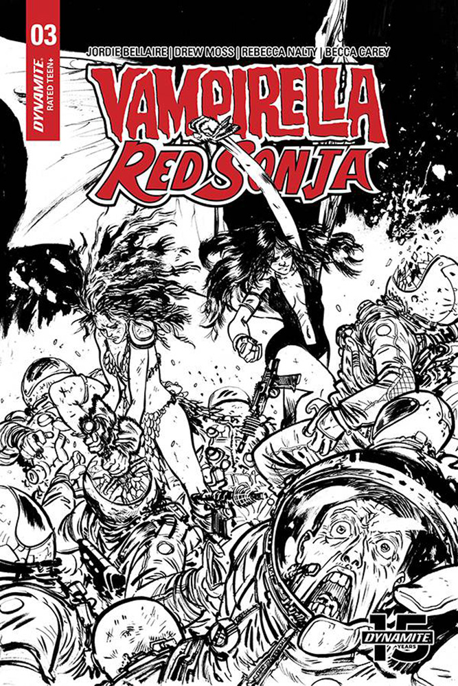 Image: Vampirella / Red Sonja #3 (incentive 1:50 cover - Johnson B&W)  [2019] - Dynamite