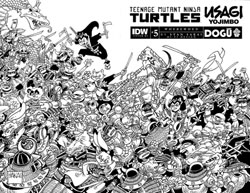 Image: Teenage Mutant Ninja Turtles / Usagi Yojimbo: Wherewhen #5 (cover D incentive 1:25 - Sakai B&W) - IDW Publishing