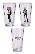 Image: Umbrella Academy Pint Glass Set: Hazel & Cha Cha  - Dark Horse Comics