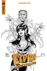 Image: Elvira in Monsterland #2 (cover F incentive 1:10 - Royle B&W) - Dynamite