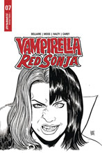 Image: Vampirella / Red Sonja #7 (incentive 1:10 cover - Moss B&W) - Dynamite